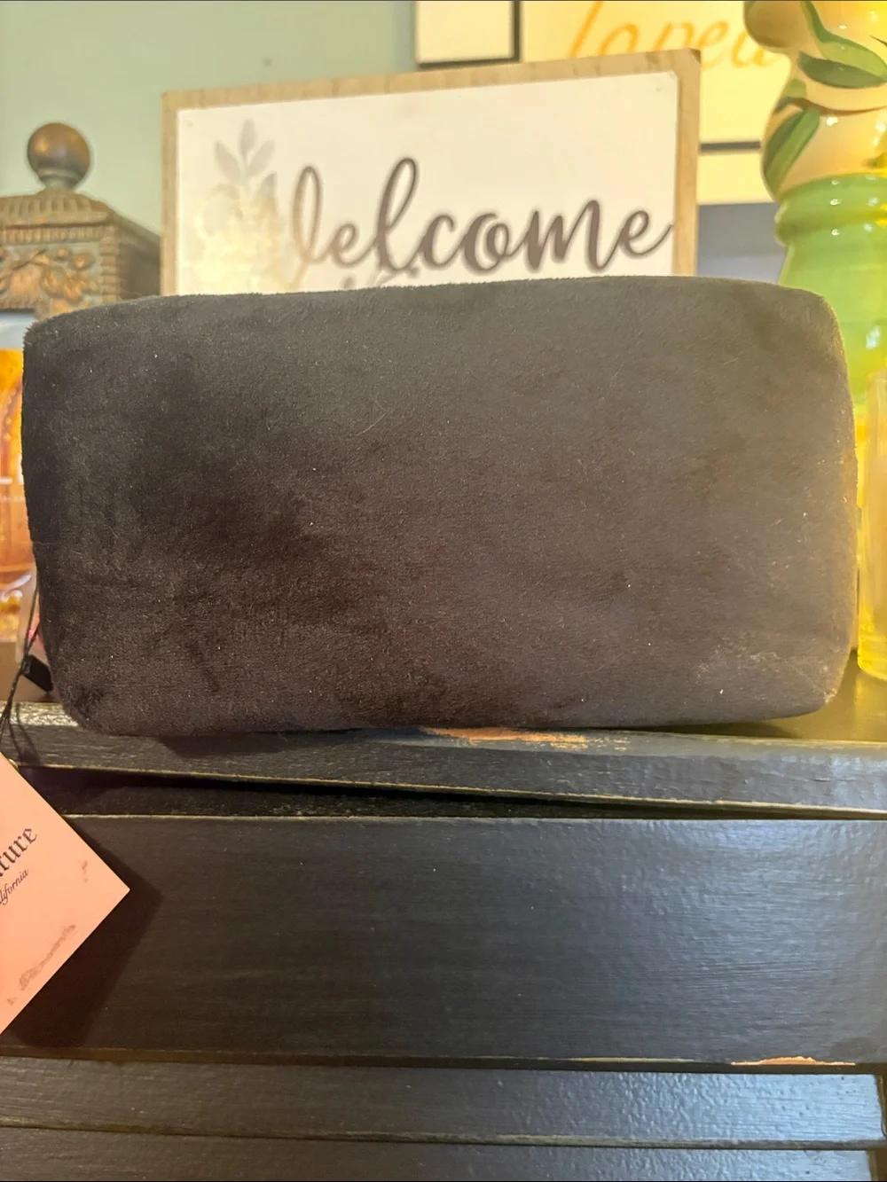 Juicy Couture Black Cosmetic Pouch with Hot Pink Lettering bundle
